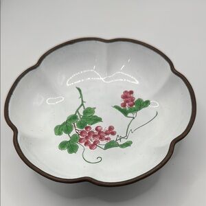 Chinese Pin Dish Canton Enamel, Enameled trinket dish 5” diameter